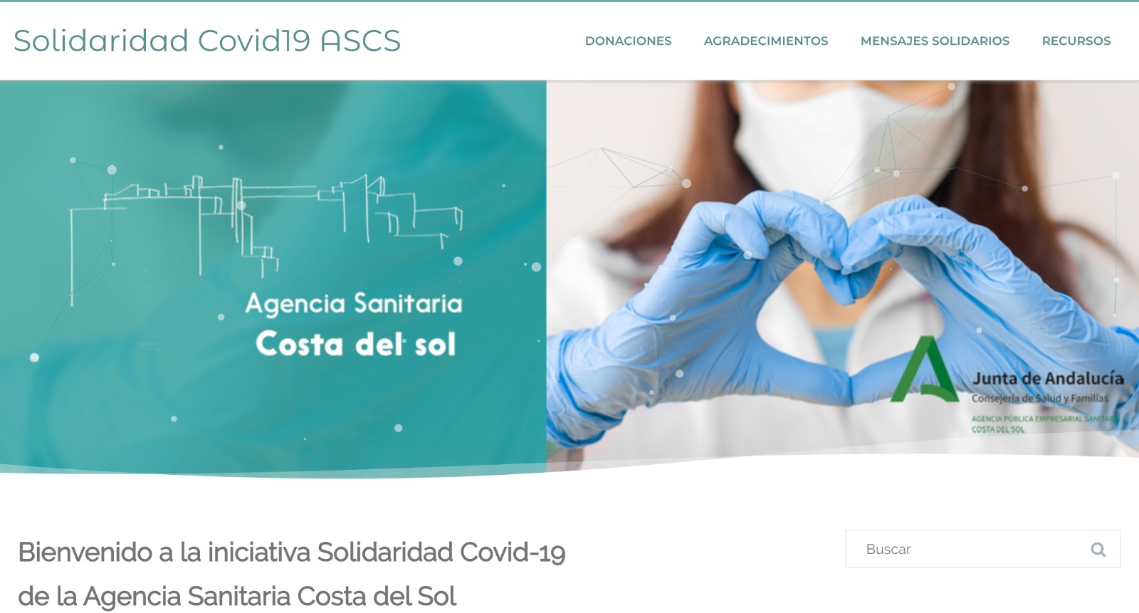 La Agencia Sanitaria Costa del Sol pone en marcha una nueva web para agradecer a la población todas sus muestras de apoyo y solidaridad