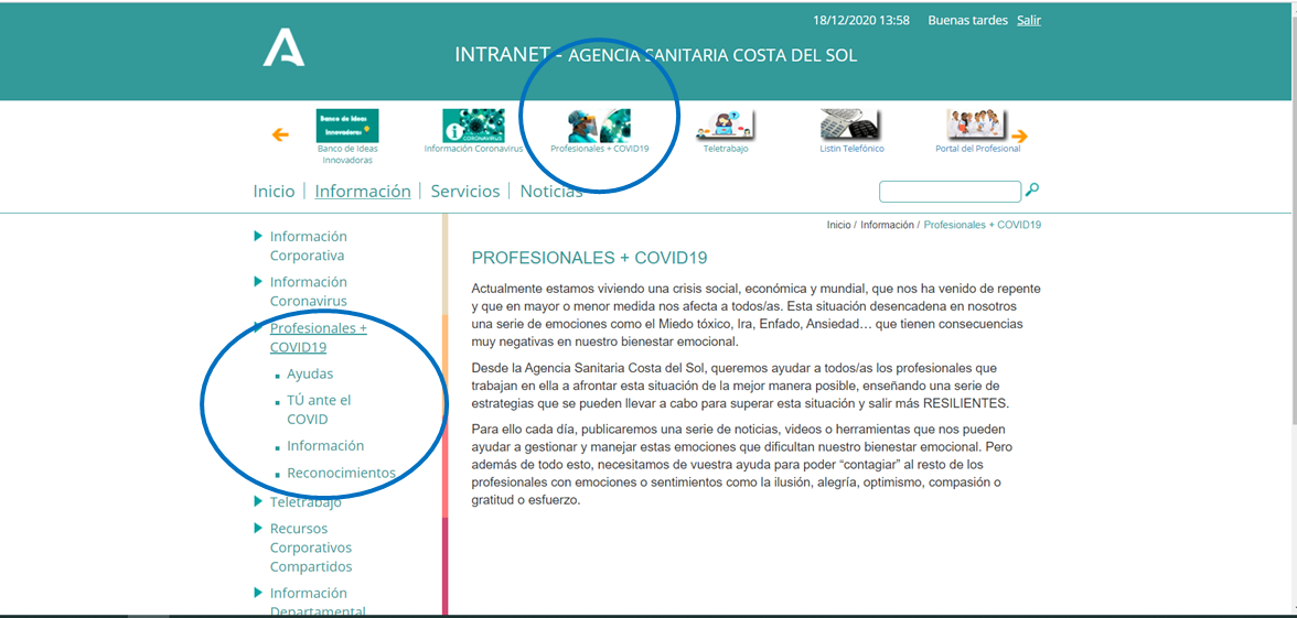 La Agencia Sanitaria Costa del Sol desarrolla el proyecto ‘Cuidándome, te cuido’ para mejorar el bienestar emocional de profesionales y pacientes durante la pandemia