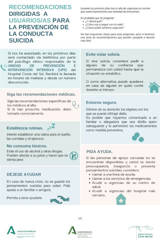Recomendaciones dirigidas a usuarios/as Prevención Conducta Suicida 2/3