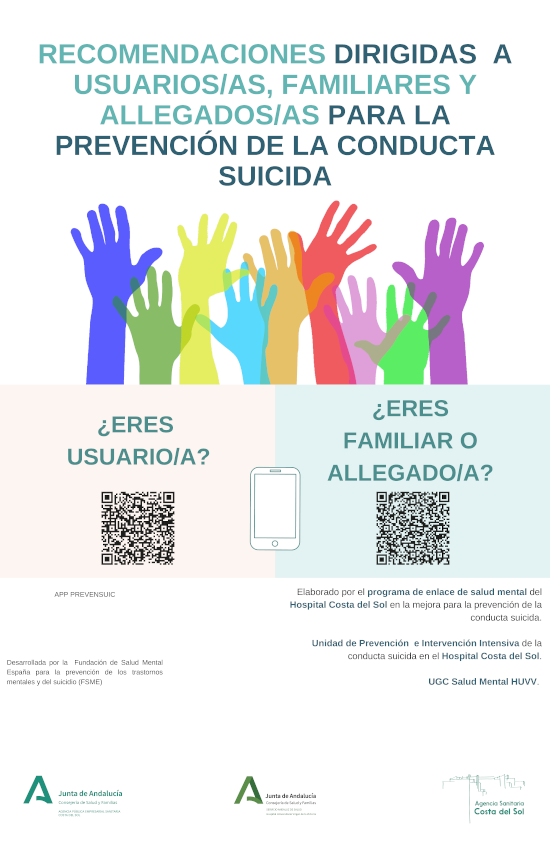 Recomendaciones dirigidas a usuarios/as, familiares y allegados para la prevención de la conducta suicida