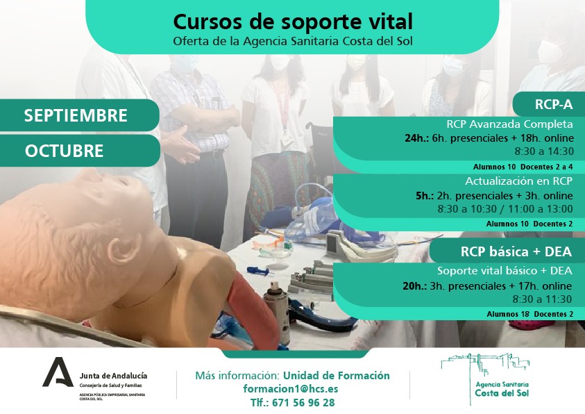 La Comisión de Reanimación Cardiopulmonar de la Agencia Sanitaria Costa del Sol planifica distintos cursos de soporte vital para septiembre y octubre de 2021