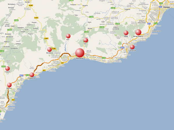 Mapa de cobertura de la Agencia Sanitaria Costa del Sol